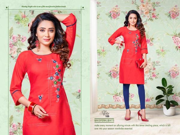 Kinti Pink Mirror Fancy Cotton Embroidery Kurti Collection 